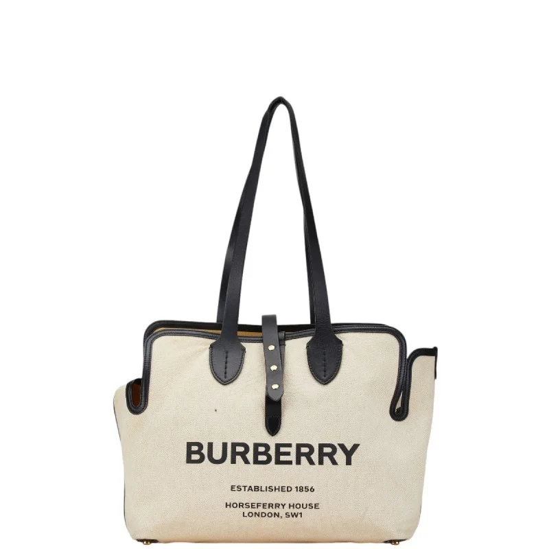 Handle bags with denim fabric for casual -Burberry  Canvas Leather Pouch Tote Bag (Pre-Owned)