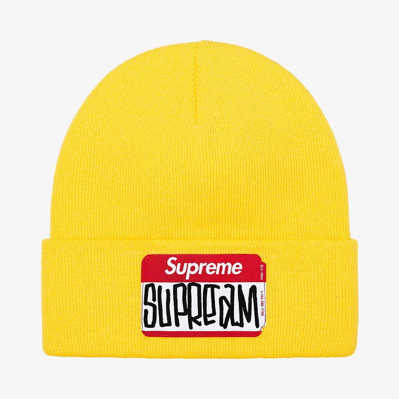 Casual denim cap for laid-back vibes -Supreme Beanie 'Gonz Nametag' Yellow (FW21)