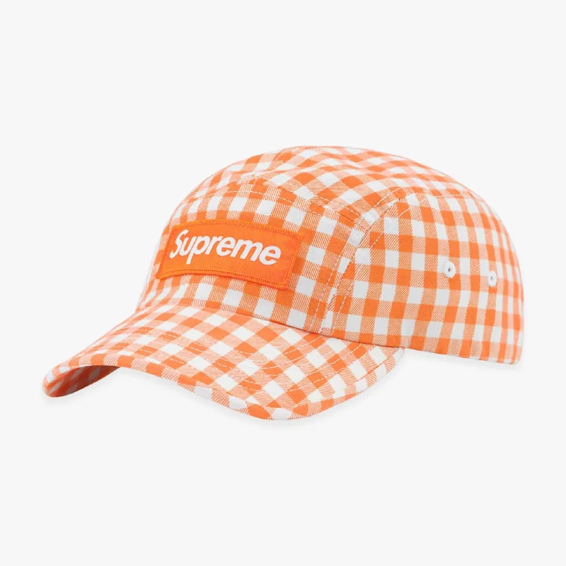 Camouflage cap with adjustable strap back -Supreme Camp Cap 'Gingham' Orange (SS23)