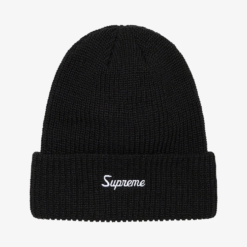 Designer baseball cap for luxury streetwear -Supreme Loose Gauge Beanie Black (FW21)