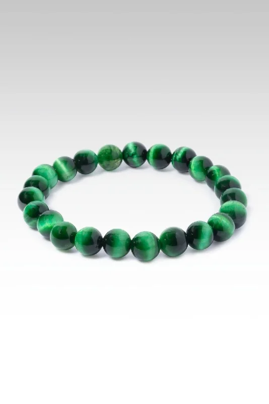 Bracelets with woven leather for rustic style -Beaded Green Tiger's Eye Bracelet™