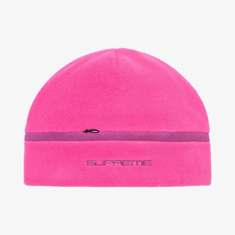 Warm wool cap for cold weather days -Supreme x Polartec Beanie Magneta (FW21)