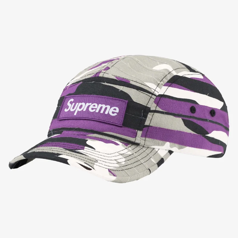 Durable canvas cap for rugged outdoor use -Supreme Camp Cap 'Layered Camo' Purple (SS23)