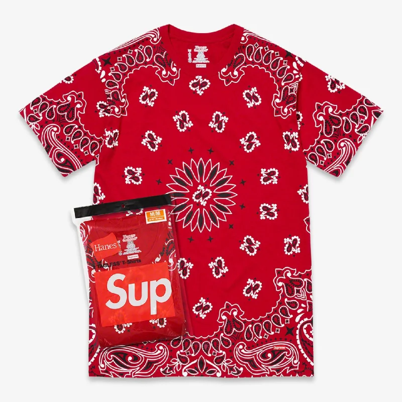 Lightweight cap for easy travel packing -Supreme x Hanes Tagless Tees 'Bandana' (2 Pack) Red (FW22)