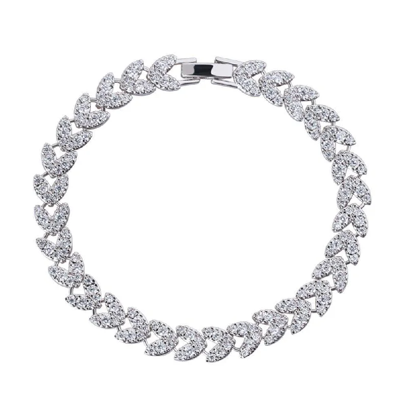 Bangles with agate slices for earthy look -Heart CZ Tennis Bracelet with White Diamond Cubic Zirconia