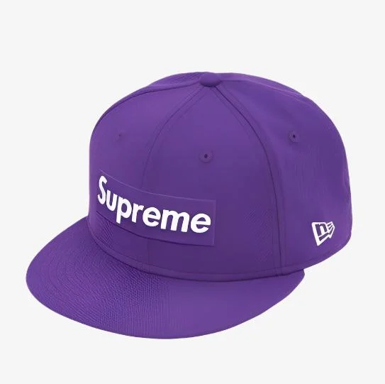 Bright red cap for standout team spirit -Supreme x New Era Fitted Hat 'World Famous Box Logo' Purple (FW20)