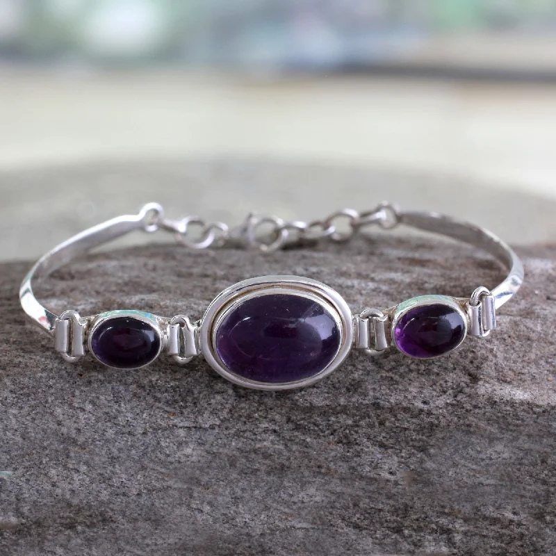 Bangles with faceted garnet for deep shine -Delhi Crown Sterling Silver Bracelet