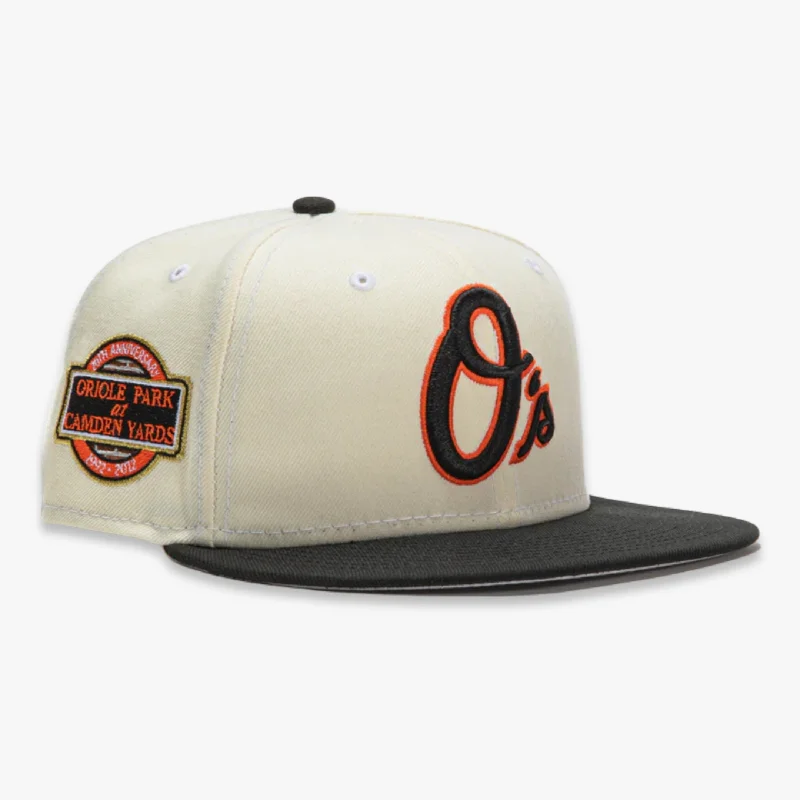 Waterproof cap for rainy day protection -New Era x MLB White Dome 'Baltimore Orioles Oriole Park of Camden Yards' 59Fifty Patch Fitted Hat (Hat Club Exclusive)