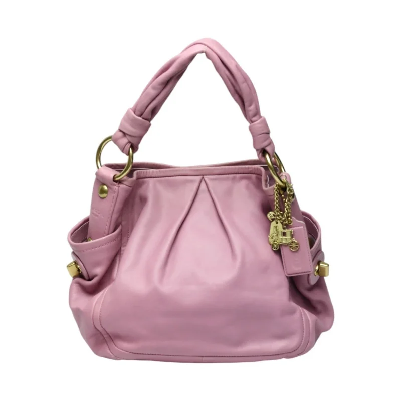 Handle bags with contrast stitching for detail -Coach pink  Leather Shoulder Bag Tote Bag (Pre-Owned)