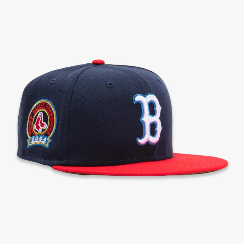 Minimalist cap for sleek simple style -New Era x MLB Beer Pack 'Boston Red Sox 2004 World Series Champions' 59Fifty Patch Fitted Hat (Hat Club Exclusive)