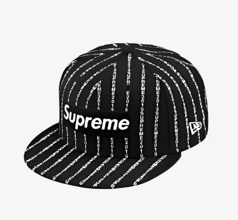 Waterproof cap for rainy day protection -Supreme x New Era Fitted Hat 'Text Stripe' Black (SS19)