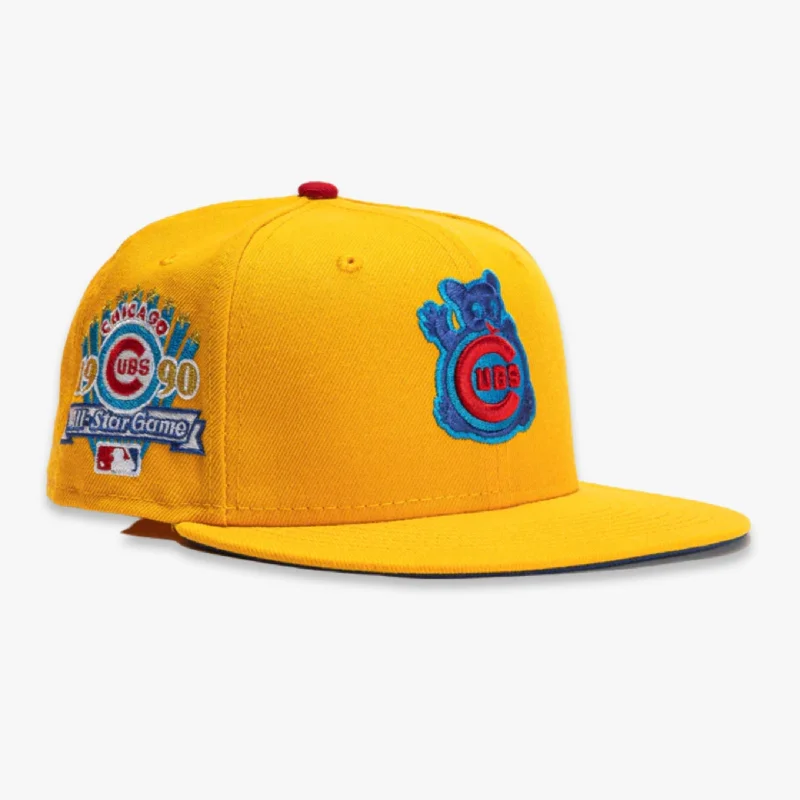 Premium snapback cap with flat bill design -New Era x MLB Ballpark Snacks 'Chicago Cubs 1990 All-Star Game' 59Fifty Patch Fitted Hat (Hat Club Exclusive)