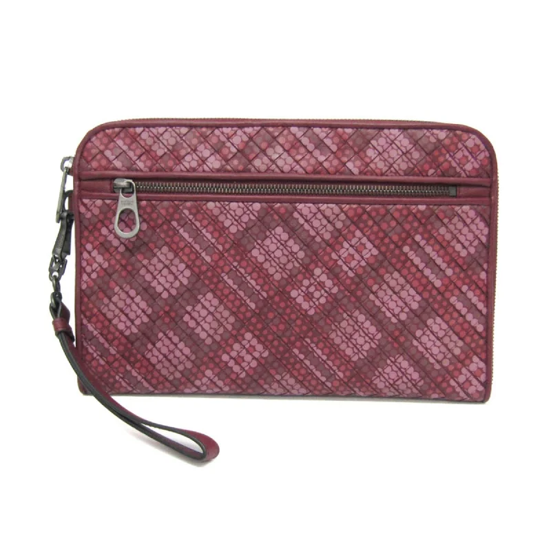 Handle bags with playful patterns for fun -Bottega Veneta Intrecciato  Leather Clutch Bag (Pre-Owned)