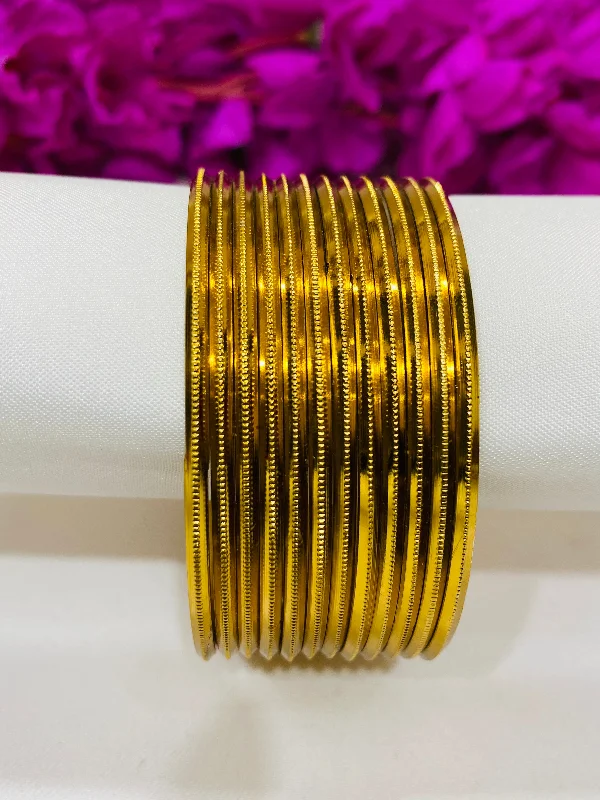 Vintage bangles with intricate filigree metalwork -Beautiful Gold Colored Metal Bangles For Women