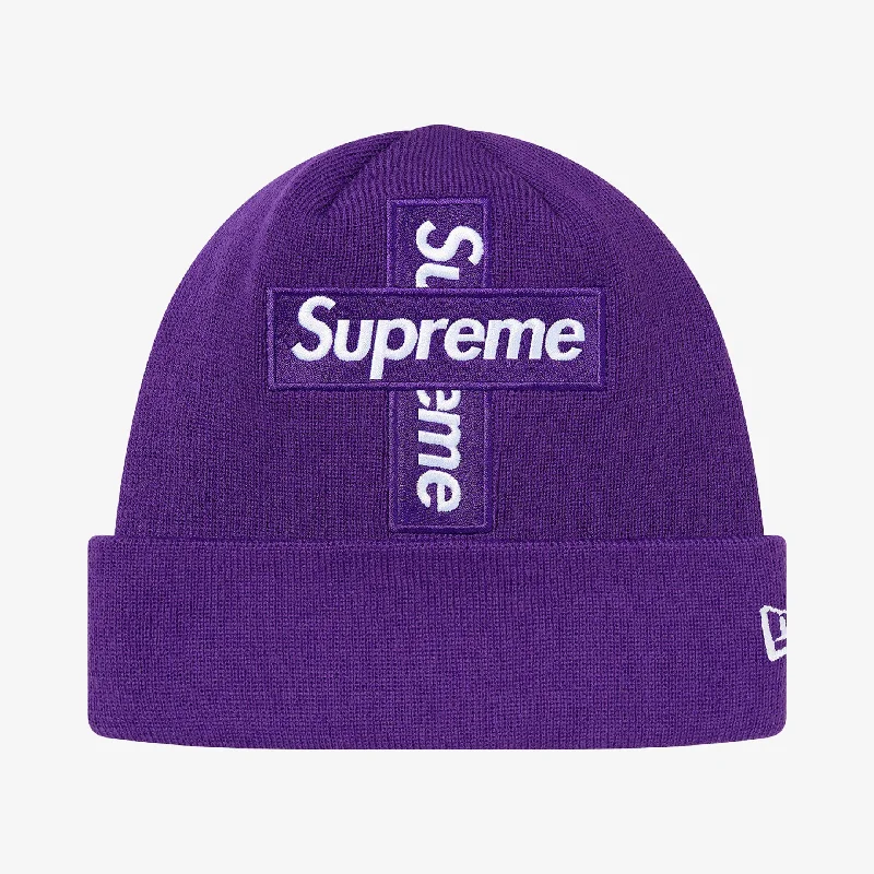 Canvas trucker cap for tough outdoor wear -Supreme x New Era Beanie 'Cross Box Logo' Purple (FW20)