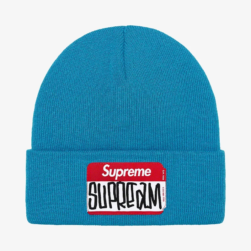 Adjustable strap cap for custom size comfort -Supreme Beanie 'Gonz Nametag' Teal (FW21)