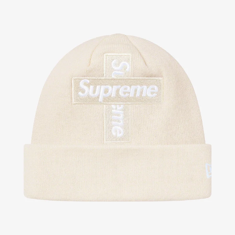 Adjustable dad cap for easy size tweaks -Supreme x New Era Beanie 'Cross Box Logo' Natural (FW20)