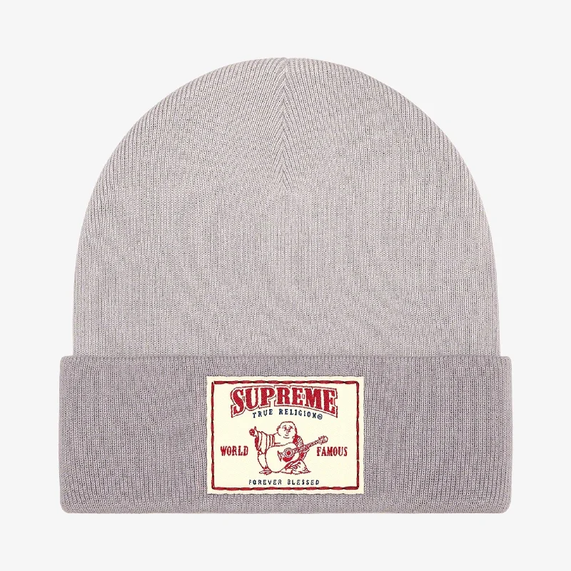 Denim cap with faded wash texture -Supreme x True Religion Beanie Light Grey (FW21)