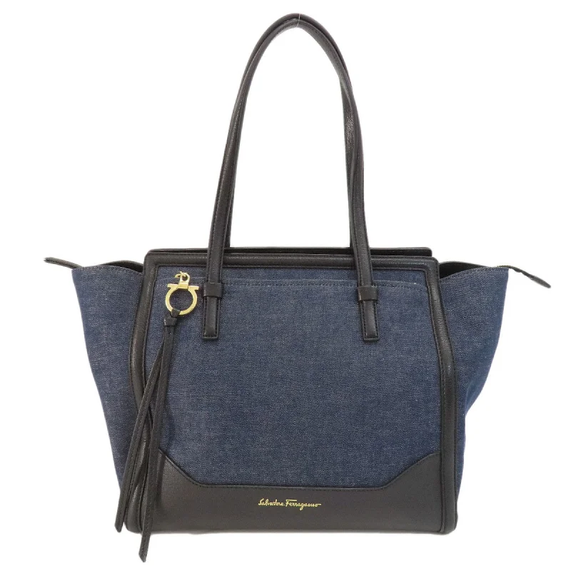 Handle bags with soft leather for luxury -Salvatore Ferragamo  Navy blue Leather Tote Bag (Pre-Owned)