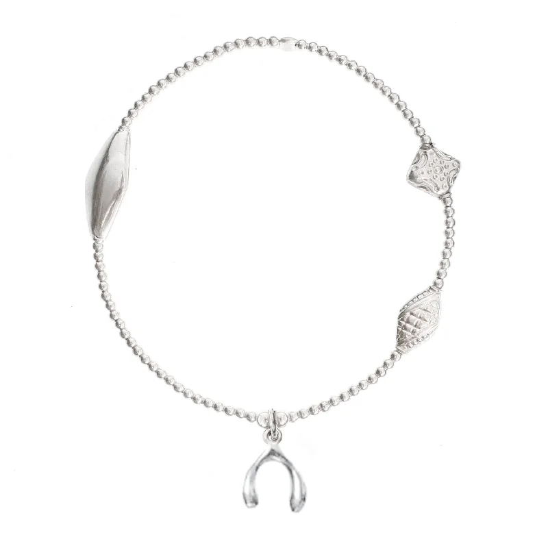 Bracelets with moonstone gems for mystic appeal -GOOD FORTUNE Wishbone Bracelet in Sterling Silver