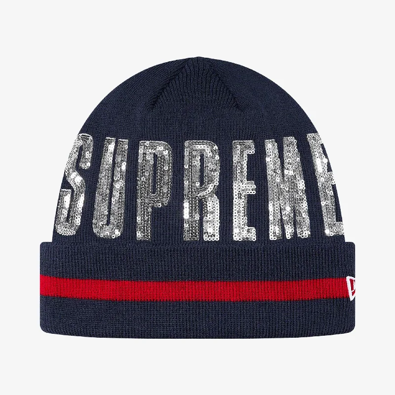 Camo snapback cap for bold woodland style -Supreme x New Era Beanie 'Sequin' Navy (FW20)