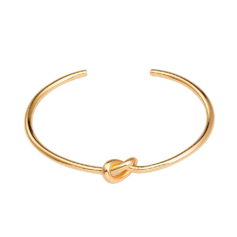 Bangles with personalized initial charm engravings -Dainty Love Knot Bracelet