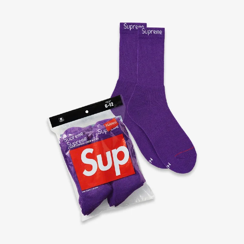 Minimalist cap for sleek simple style -Supreme x Hanes Crew Socks (4 Pack) Purple (SS21)