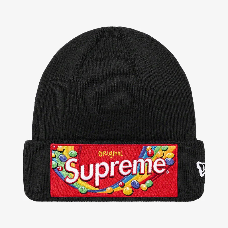 Black snapback cap for sharp modern looks -Supreme x Skittles x New Era Beanie Black (FW21)