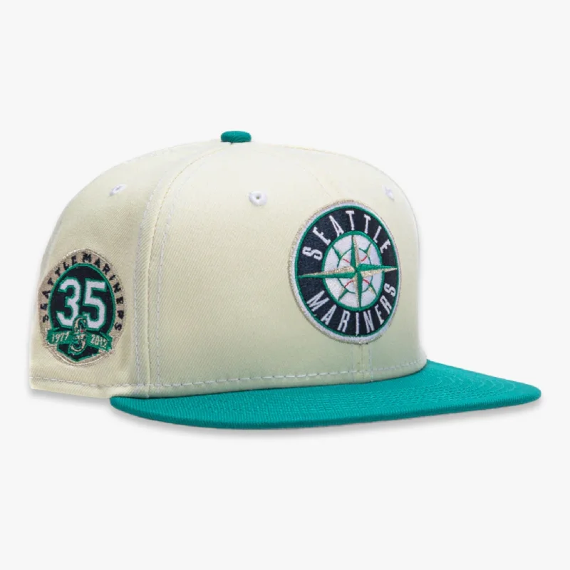 Adjustable trucker cap for outdoor summer fun -New Era x MLB White Dome 'Seattle Mariners 35th Anniversary' 59Fifty Patch Fitted Hat (Hat Club Exclusive)