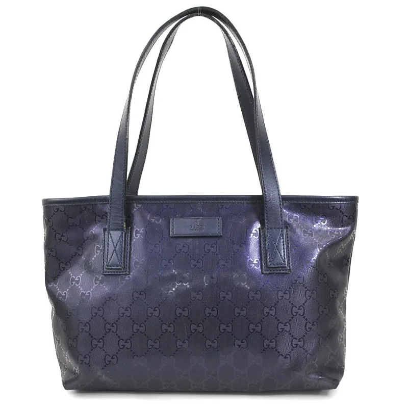 Designer handle bags with luxury logo detailing -Gucci Navy  Pvc Leather Shoulder Bag Tote Bag (Pre-Owned)