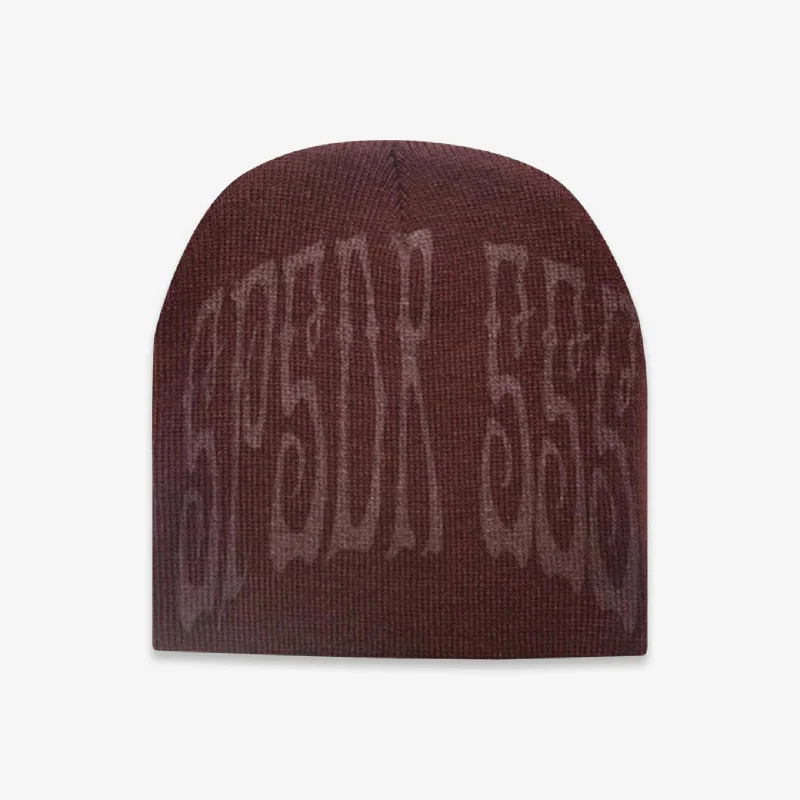 Vintage washed cap for faded cool look -Sp5der 'Longlegs' Beanie Maroon (FW21)