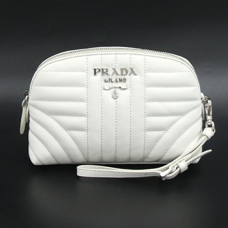 Handle bags with bold stripes for trendiness -Prada  Leather Clutch Bag Pouch (Pre-Owned)