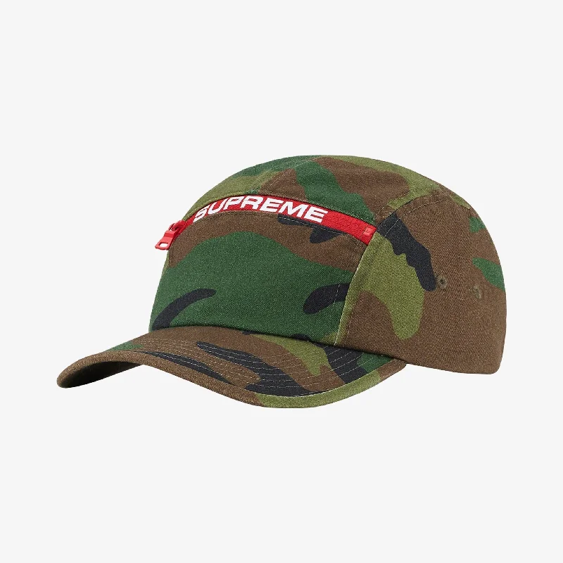 Embroidered name cap for unique personal touch -Supreme Top Zip Camp Cap Woodland Camo (FW21)