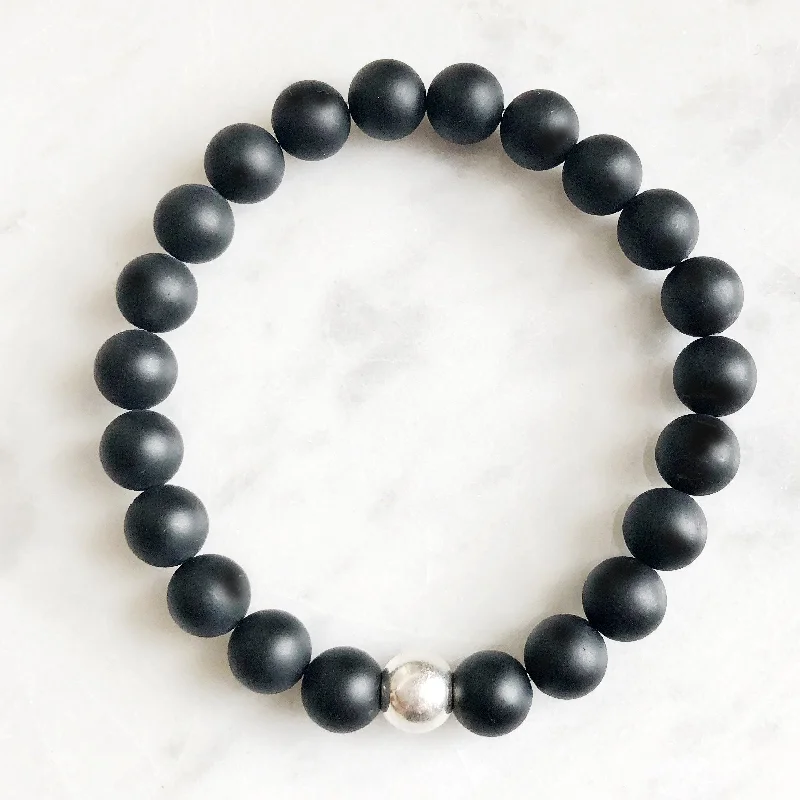 Leather bracelets with adjustable clasp for comfort -Smooth Onyx Bracelet for Confidence & Power