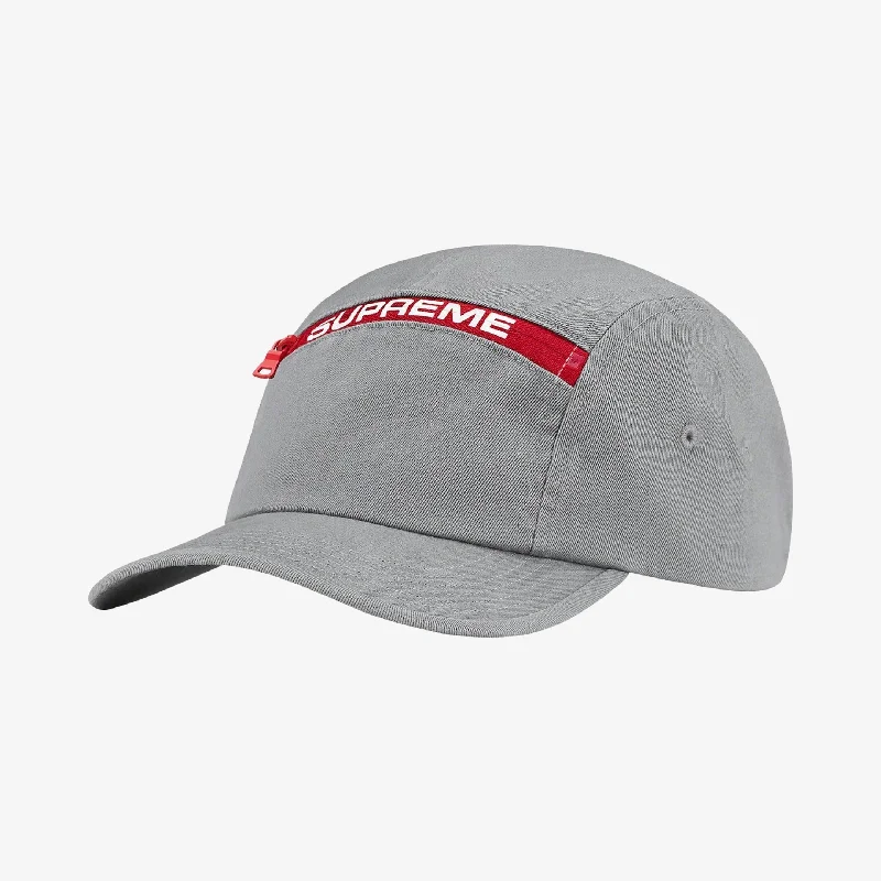 Vintage washed cap for faded cool look -Supreme Top Zip Camp Cap Grey (FW21)