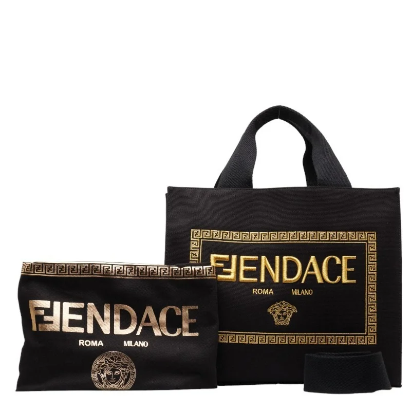 Handle bags with fun slogans for personality -Fendi  yellow Canvas Shoulder Bag Tote Bag (Pre-Owned)