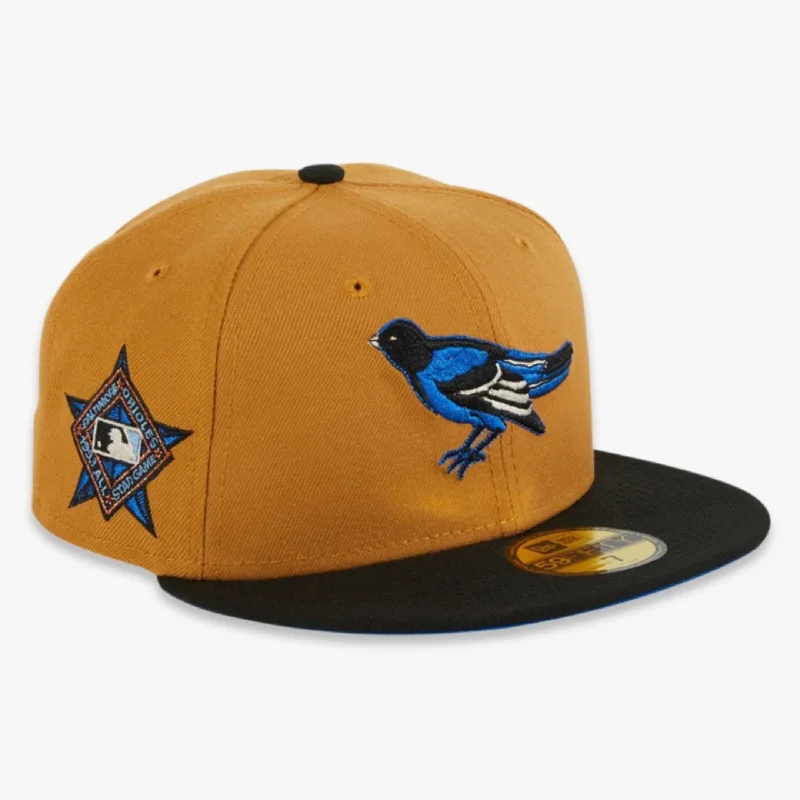 Warm wool cap for cold weather days -New Era x MLB Ancient Egypt 'Baltimore Orioles 1993 All-Star Game' 59Fifty Patch Fitted Hat (Hat Club Exclusive)