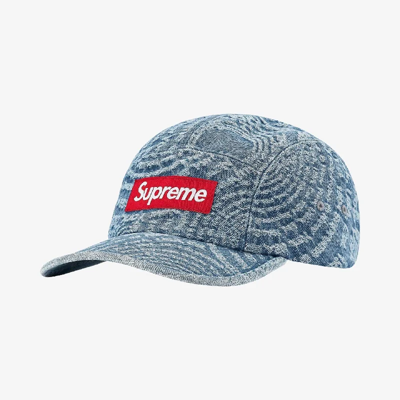 Embroidered cap with custom team initials -Supreme Denim Camp Cap 'Circles Jacquard' Blue (FW21)