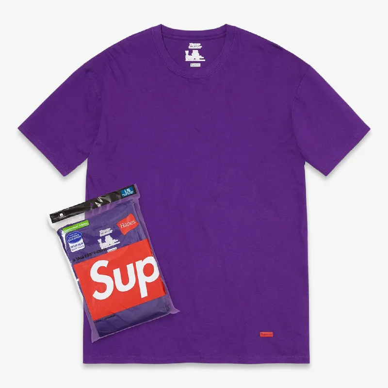 Sports team cap for game day support -Supreme x Hanes Tagless Tees (2 Pack) Purple (SS21)