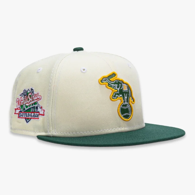 Trucker cap with retro patch design -New Era x MLB White Dome 'Oakland Athletics World Series Battle of the Bay' 59Fifty Patch Fitted Hat (Hat Club Exclusive)