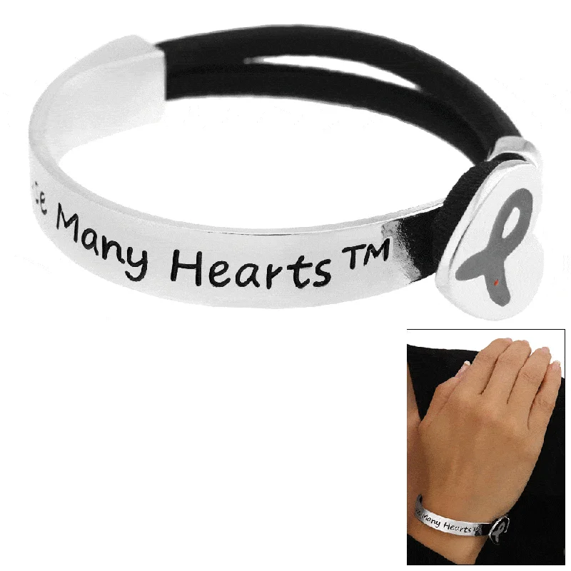 Bracelets with woven leather for rustic style -One Cause Many Hearts Diabetes Awareness Bracelet!