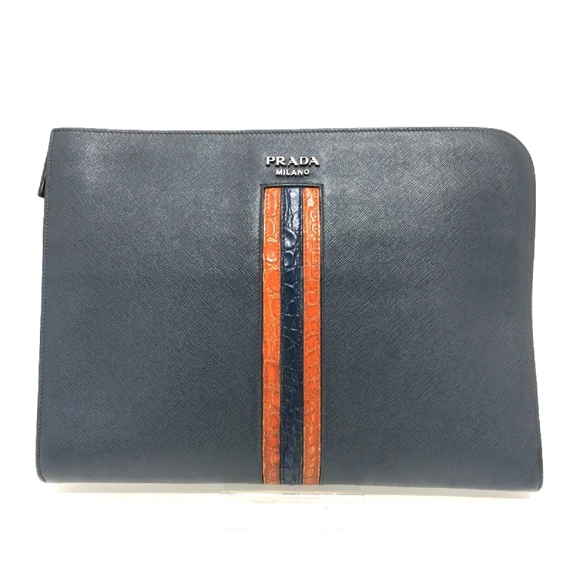 Handle bags with spacious pockets for travel -Prada  Saffiano Metal Clutch Bag (Pre-Owned)