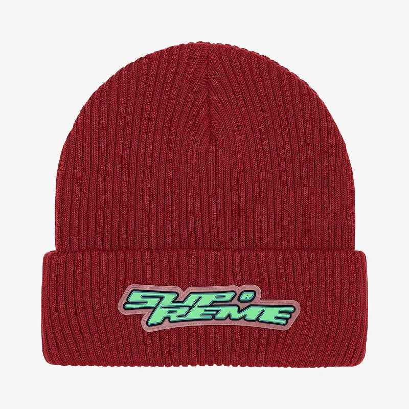 Fitted cap for snug personalized fit -Supreme Patch Beanie 'Raised Logo' Red (FW21)