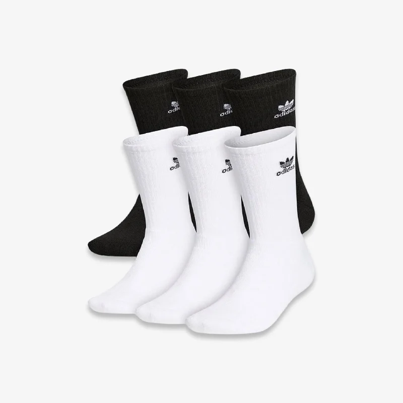 Soft cap for sensitive scalp comfort -Adidas Trefoil High Crew Socks (6 Pack) Black / White BH6437