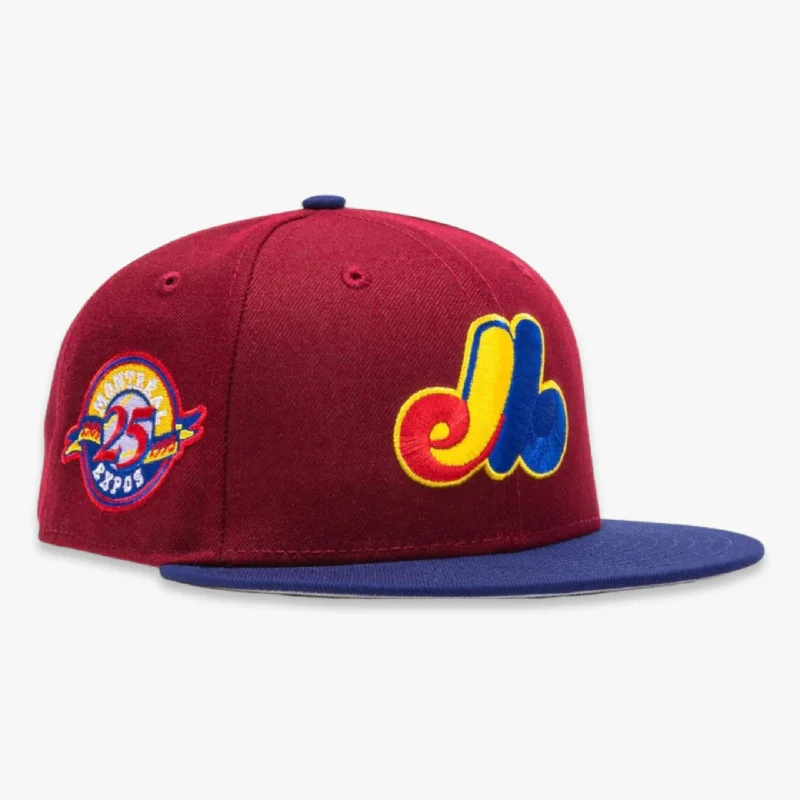 Camo snapback cap for bold woodland style -New Era x MLB Sangria 'Montreal Expos 25th Anniversary' 59Fifty Patch Fitted Hat (Hat Club Exclusive)