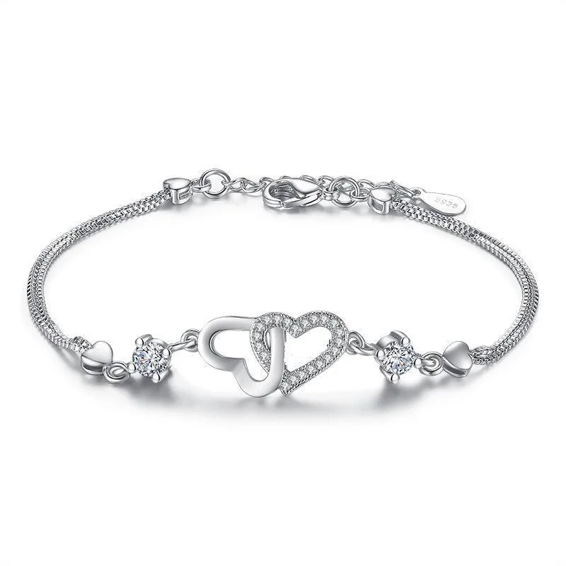 Bangles with herkimer diamonds for raw clarity -I Love You Bracelet with Cubic Zirconia