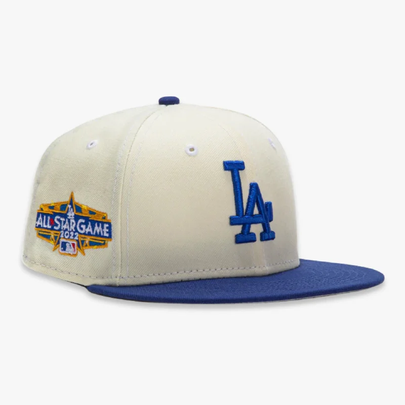 Lightweight sports cap with UV protection -New Era x MLB White Dome 'Los Angeles Dodgers 2022 All-Star Game' 59Fifty Patch Fitted Hat (Hat Club Exclusive)