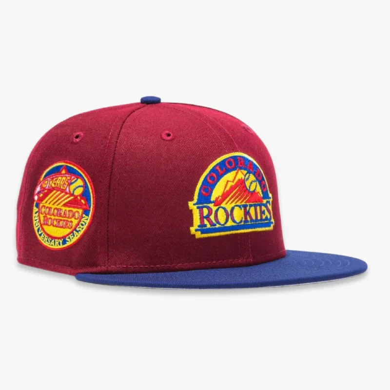 Denim dad cap for effortless casual charm -New Era x MLB Sangria 'Colorado Rockies 10 Years Anniversary Season' 59Fifty Patch Fitted Hat (Hat Club Exclusive)