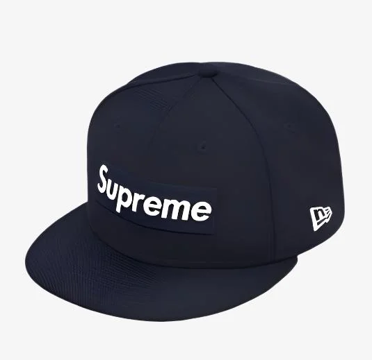 Lightweight running cap for marathon race days -Supreme x New Era Fitted Hat 'World Famous Box Logo' Navy (FW20)