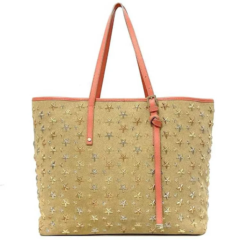 Handle bags with perforated details for style -Jimmy Choo  pink  Canvas Leather Tote Bag (Pre-Owned)